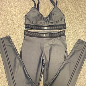 ALO Yoga Black Sports Bra and Leggings Set